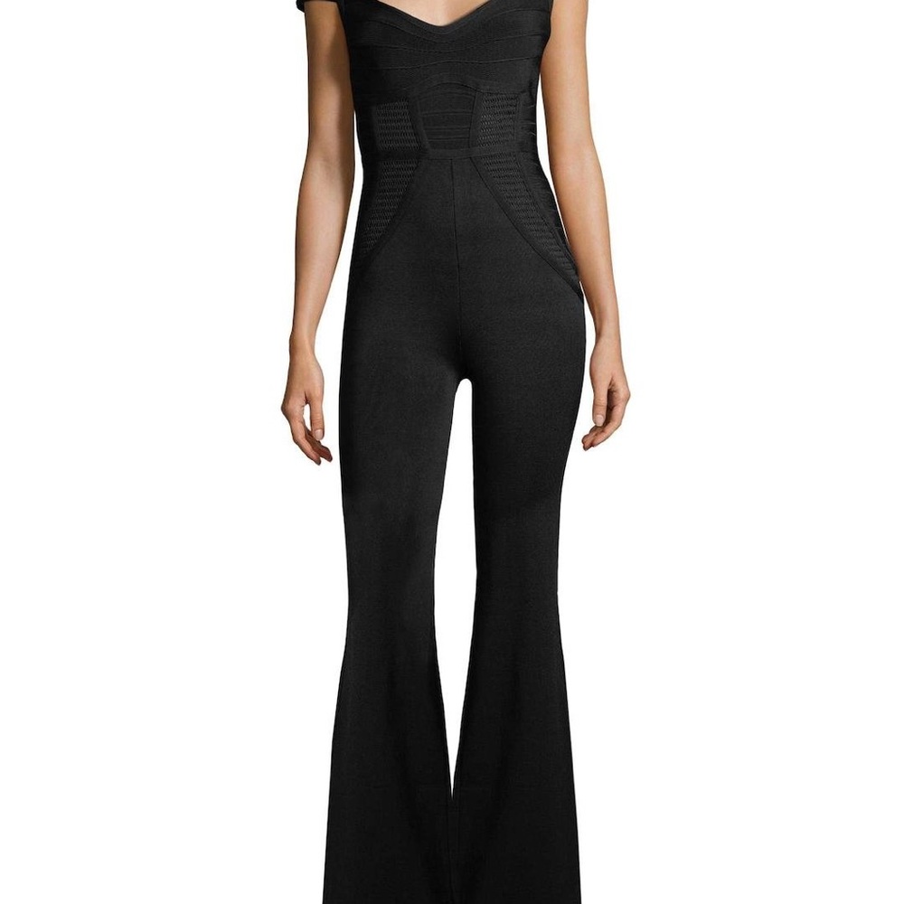 Herve Leger bell bottom jumpsuit XXS NWT